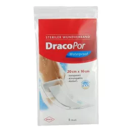 DRACOPOR ūdensizturīgs brūču pārsējs 10x20 cm sterils, 5 gab