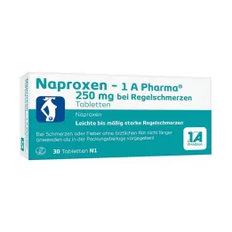 NAPROXEN-1A Pharma 250 mg b.Psihiskas sāpes tablete, 30 gab