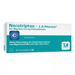 NARATRIPTAN-1A Pharma for Migraine 2,5 mg apvalkotās tabletes, 2 gab