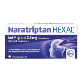 NARATRIPTAN HEXAL migrēnai 2,5 mg apvalkotās tabletes, 2 gab