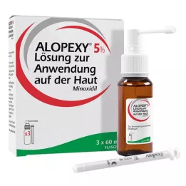 ALOPEXY 5% šķīdums lietošanai uz ādas, 3X60 ml