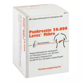 PANKREATIN 20 000 Laves Micro zarnās šķīstošās cietās kapsulas, 50 gab