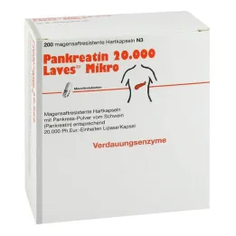 Pancreatin 20000 Laves mikro zarnās šķīstošās kapsulas, 200 gab
