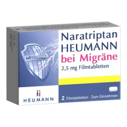 NARATRIPTAN Heumann for Migraine 2,5 mg apvalkotās tabletes, 2 gab