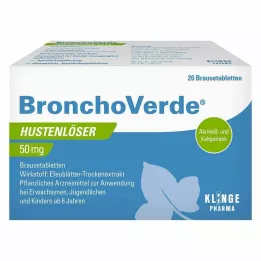 BRONCHOVERDE Klepus atkrēpošanas līdzeklis 50 mg putojošās tabletes, 20 gab