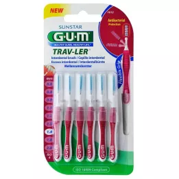 GUM TRAV-LER 1,4mm sveces rozā starpzobu + 6 vāciņi, 6 gab