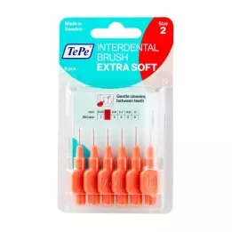 TEPE Starpzobu birste x-soft 0,5mm ISO 2 sarkana, 6 gab