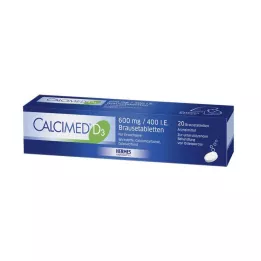 CALCIMED D3 600 mg/400 I.E. putojošās tabletes, 20 gab