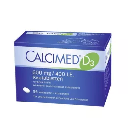 CALCIMED D3 600 mg/400 I.E. košļājamās tabletes, 96 gab
