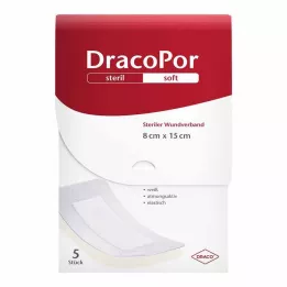 DRACOPOR Brūču pārsējs 8x15 cm sterils, 5 gab