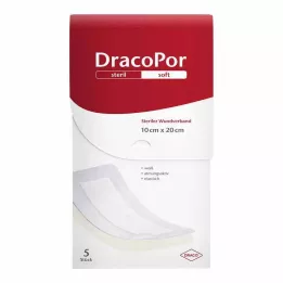 DRACOPOR Brūču pārsējs 10x20 cm sterils, 5 gab