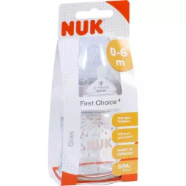 NUK First Choice+ stikla pudele 120ml silikona sūkšanas izmērs 1 S, 1 gab
