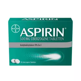 ASPIRIN 500 mg apvalkotās tabletes, 20 gab