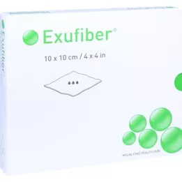 EXUFIBER 10x10 cm želeju veidojošs šķiedru pārsējs, 10 gab