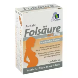 FOLSÄURE 400 Plus B12+Joda tabletes, 120 gab