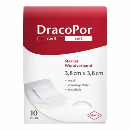DRACOPOR Brūču pārsējs 3,8x3,8 cm sterils, 10 gab