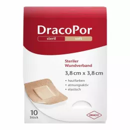 DRACOPOR Brūču pārsējs 3,8x3,8 cm sterilā ādas krāsā, 10 gab