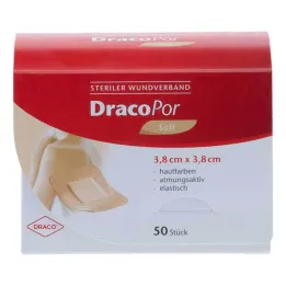 DracoPor Soft ādas krāsas brūču pārsējs 3,8x3,8 cm sterils, 50 gab