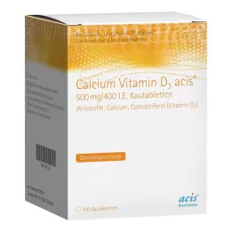 CALCIUM VITAMIN D3 acis 500 mg/400 I.E. košļājamās tabletes, 100 gab