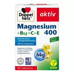 DOPPELHERZ Magnijs 400+B12+C+E tabletes, 30 gab