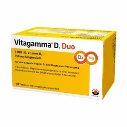 VITAGAMMA D3 Duo 1000 I.E. Vitamīns D3 150mg Magnes.NEM, 100 gab