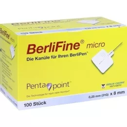 BERLIFINE mikro kanulas 0,25x8 mm, 100 gab