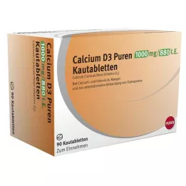 CALCIUM D3 Puren 1000 mg/880 I.E. košļājamās tabletes, 90 gab