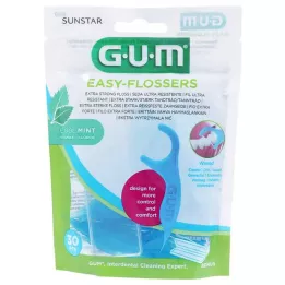 GUM Easy-Flossers vaskoti zobu diegu kociņi + ceļojumu futrālis, 30 gab