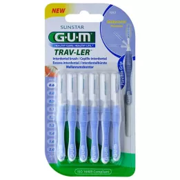 GUM TRAV-LER 0,6mm sveces gaiši zila starpzobu birste, 6 gab