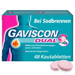 GAVISCON Duālas 250 mg/106,5 mg/187,5 mg košļājamās tabletes, 48 gab