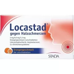 LOCASTAD pret sāpēm kaklā Apelsīnu losēnas, 24 gab