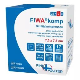 SCHLITZKOMPRESSEN 7,5 x 7,5 cm sterils 12 virzienu, 25 x 2 gab