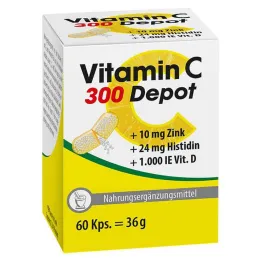 Vitamīns C 300 depo + cinks + histidīns + D kapsulas, 60 gab