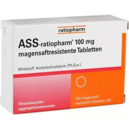 ASS-ratiopharm 100 mg kuņģa sulas tabletes, 100 gab