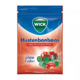 WICK Savvaļas ķirsis &amp; Eikalipta konfektes bez cukura maisiņa, 72 g