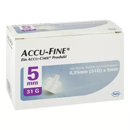 ACCU FINE sterilas adatas insulīna pildspalvām 5 mm 31 G, 100 gab