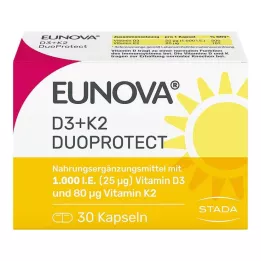EUNOVA DuoProtect D3+K2 1000 SV/80 μg kapsulas, 30 gab