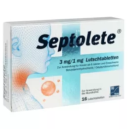 SEPTOLETE 3 mg/1 mg pastilas, 16 gab