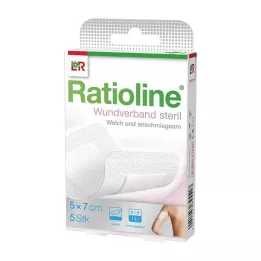 RATIOLINE Brūču pārsējs 7x5 cm sterils, 5 gab