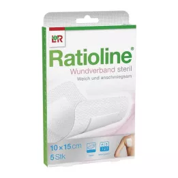 RATIOLINE Brūču pārsējs 15x10 cm sterils, 5 gab