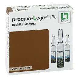 Procaine-Loges 1% injekciju šķīduma ampulas, 10X2 ml