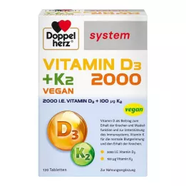 DOPPELHERZ Vitamīns D3 2000+K2 sistēmas tabletes, 120 gab