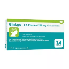 GINKGO-1A Pharma 240 mg apvalkotās tabletes, 30 gab