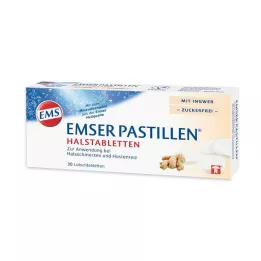 EMSER Pastilas rīkles pastilas ar ingveru bez cukura, 30 gab