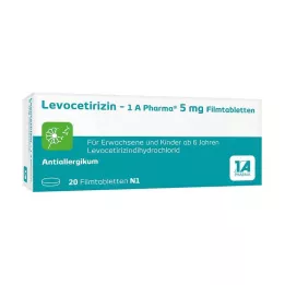 LEVOCETIRIZIN-1A Pharma 5 mg apvalkotās tabletes, 20 gab