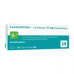 LEVOCETIRIZIN-1A Pharma 5 mg apvalkotās tabletes, 50 gab