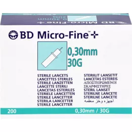 BD MICRO-FINE+ lancetes 30 G 0,30 mm, 200 gab