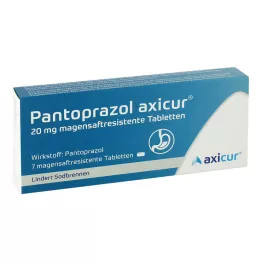 PANTOPRAZOL axicur 20 mg zarnās šķīstošās tabletes, 7 gab