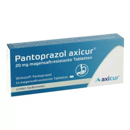 PANTOPRAZOL axicur 20 mg zarnās šķīstošās tabletes, 14 gab