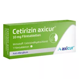 CETIRIZIN axicur 10 mg apvalkotās tabletes, 7 gab